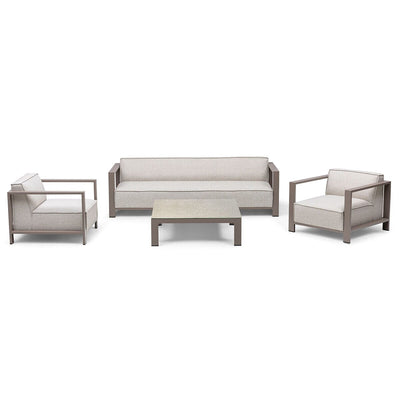 Syros Outdoor Latte & Cream 3 Seater Sofa & Chairs Lounge Set Outdoor 