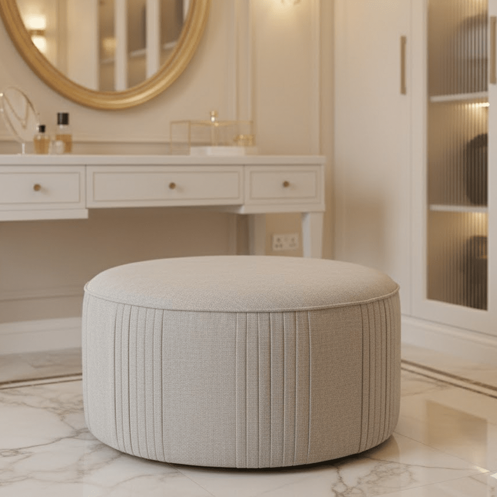 Tage Oatmeal Tweed Swivel Footstool Sofa 