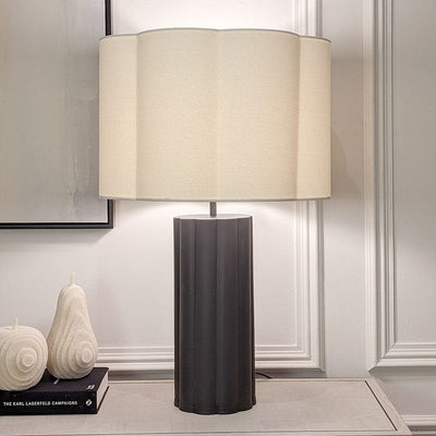 Tala Black & Cream Scalloped Table Lamp Lighting 