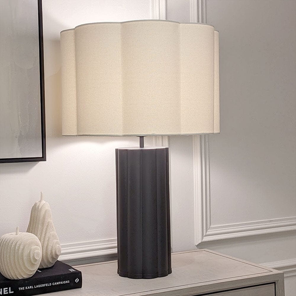 Tala Black & Cream Scalloped Table Lamp Lighting 