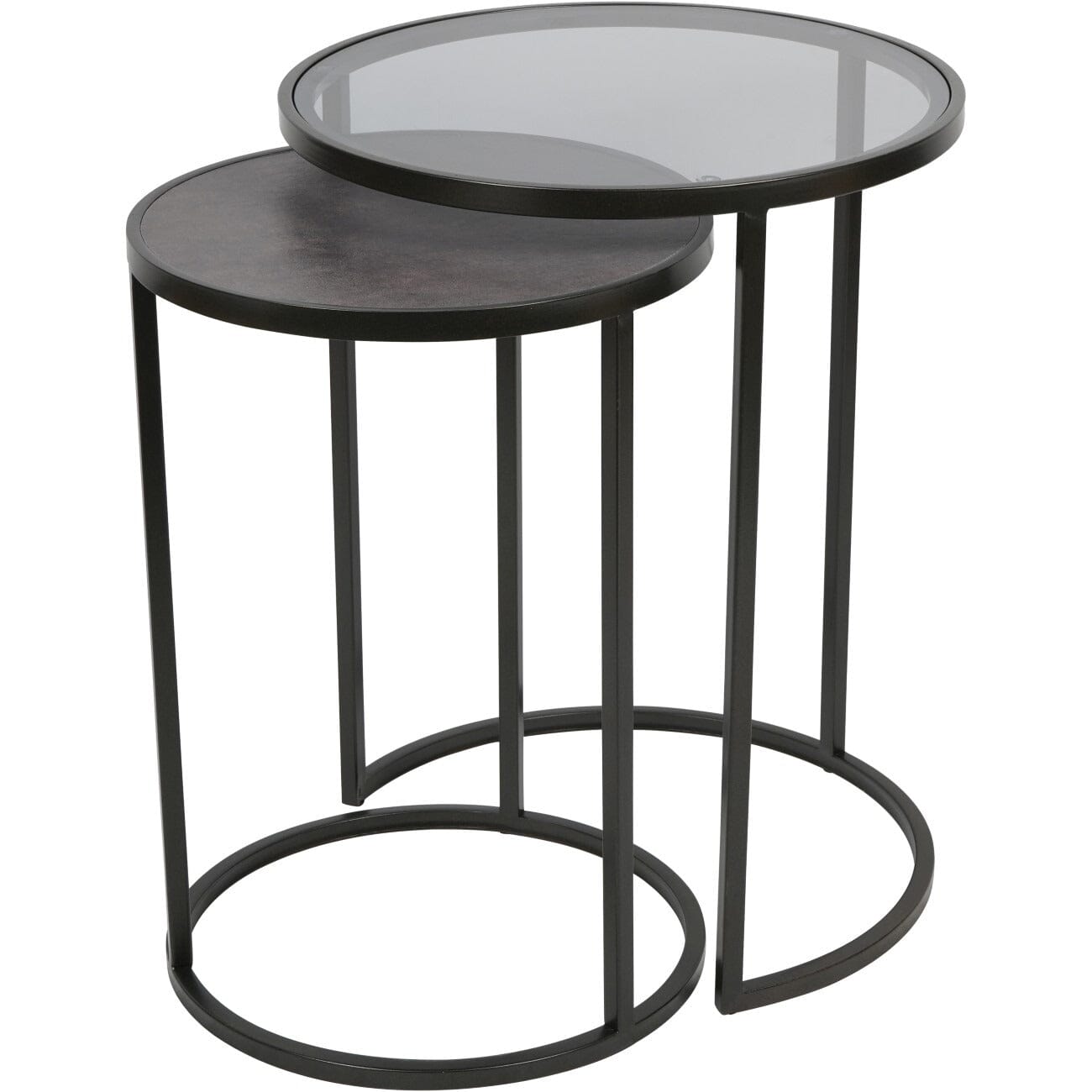 Tamara Black & Glass Set of 2 Nesting Side Tables Furniture 