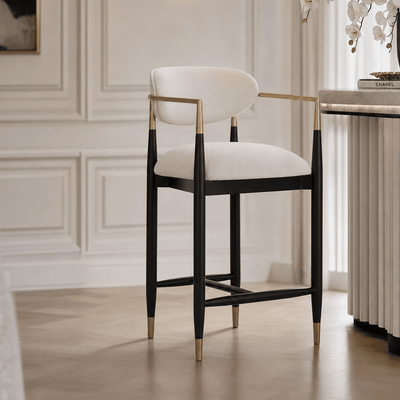 Tamara Cream & Black Bar Stool with Gold Accent Furniture 