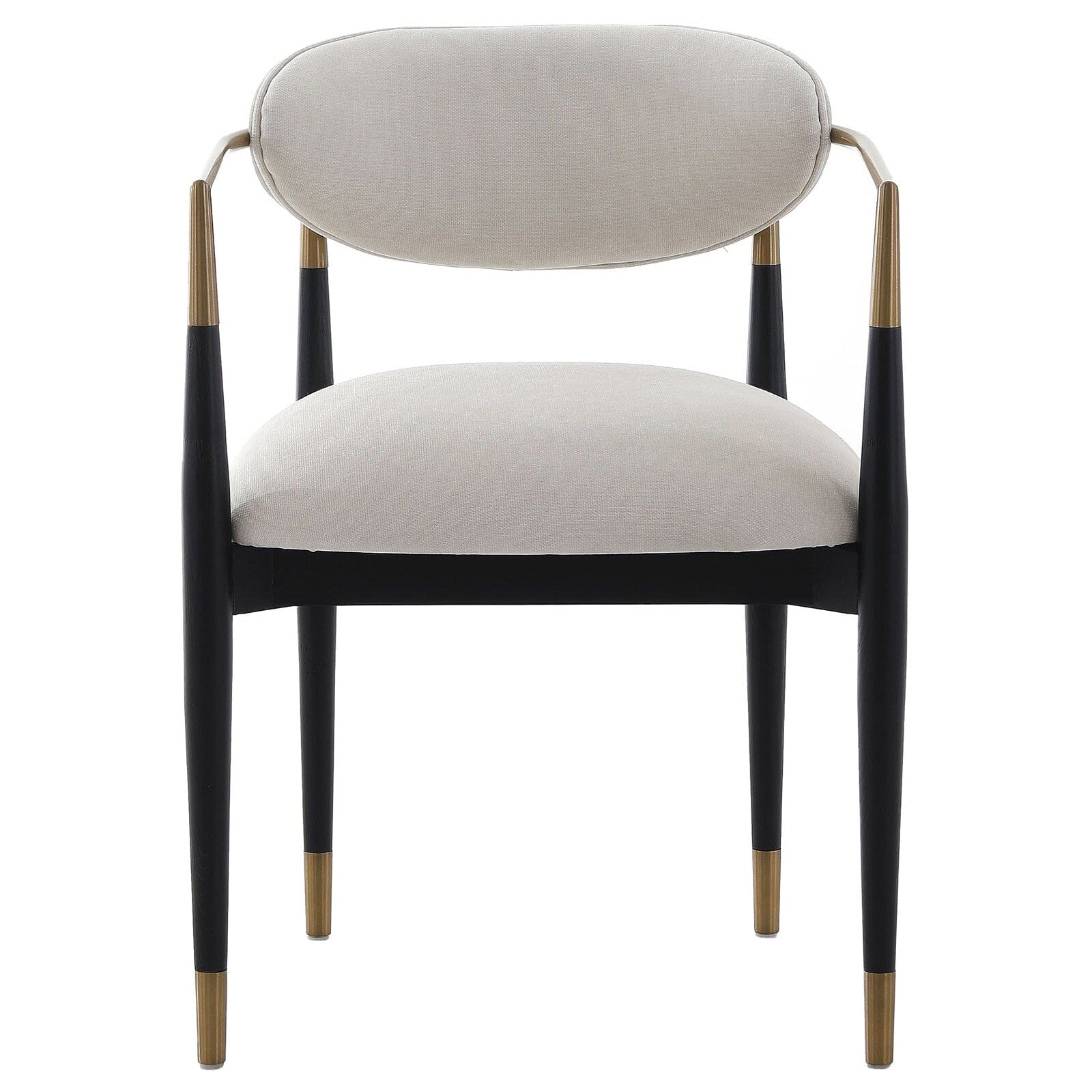 Tamara Cream & Black Dining Chair with Gold Accent Furniture 