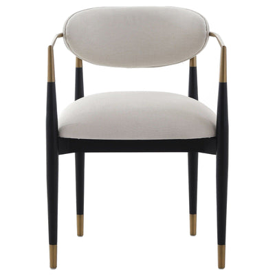 Tamara Cream & Black Dining Chair with Gold Accent Furniture 