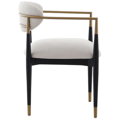 Tamara Cream & Black Dining Chair with Gold Accent Furniture 