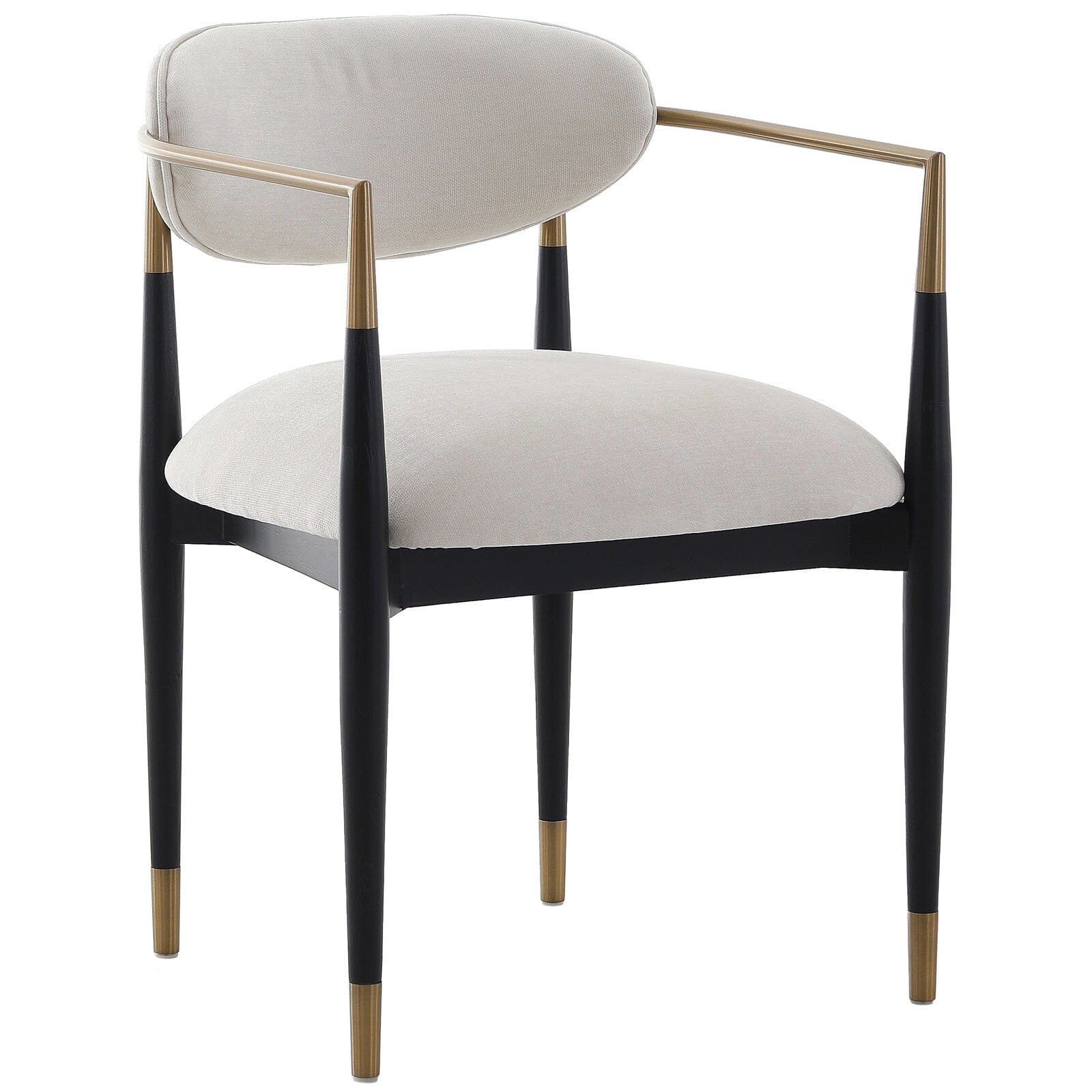 Tamara Cream & Black Dining Chair with Gold Accent Furniture 