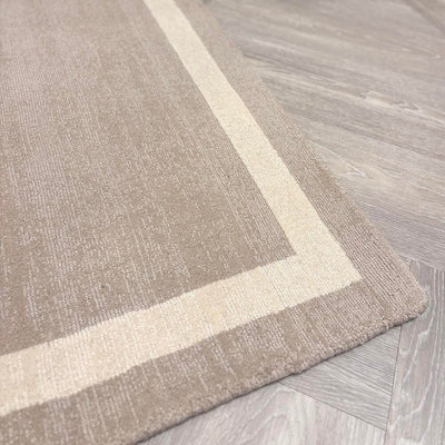 Tamsin Taupe Wool Rug with Cream Border Textiles 
