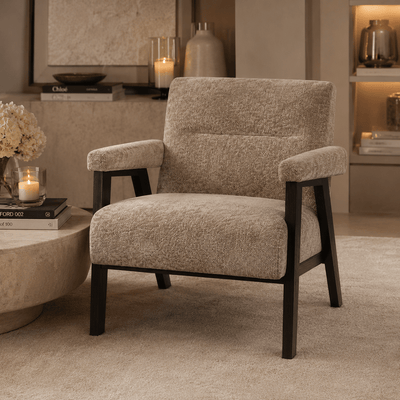 Tassimo Taupe Textured Accent Chair with Black Legs Furniture 