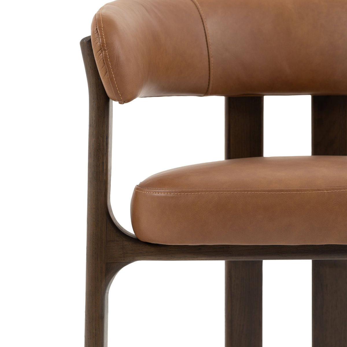 Tatini Tan Leather Dining Chair with Dark Wood Legs Furniture 