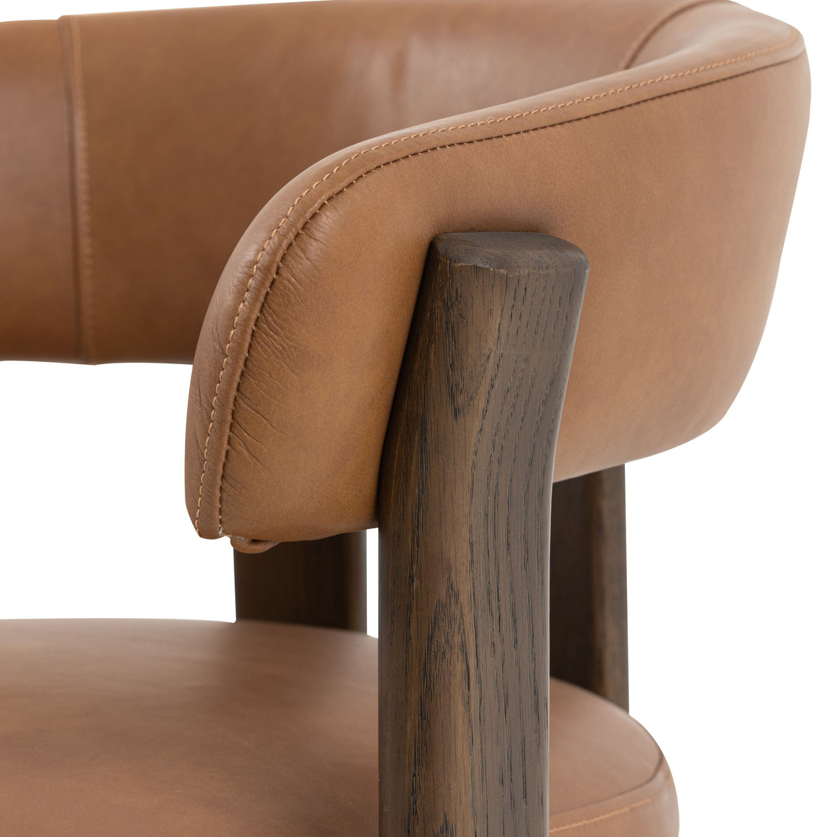 Tatini Tan Leather Dining Chair with Dark Wood Legs Furniture 