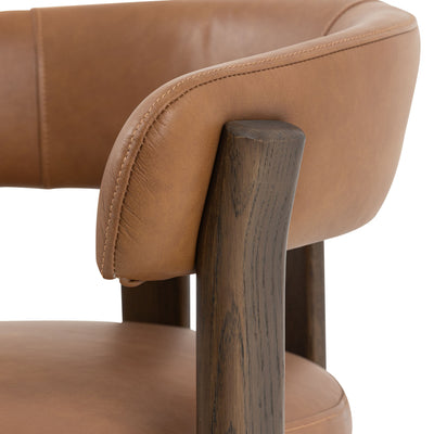 Tatini Tan Leather Dining Chair with Dark Wood Legs Furniture 