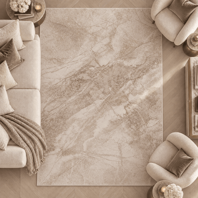 Terrena Beige & Cream Abstract Rug Textiles 