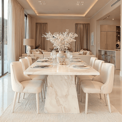 Thalassa Large Taupe Marble Rectangular Dining Table Furniture 