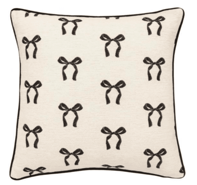The Belle Monochrome Bow Print Cushion Cover - 45 x 45cm Textiles 