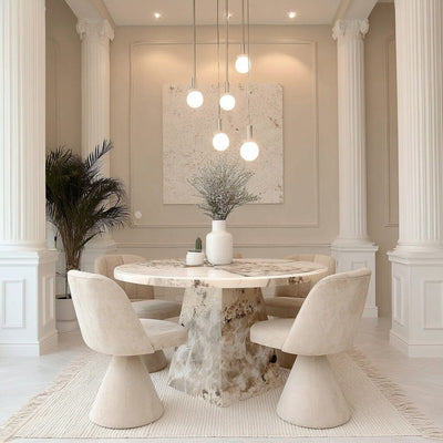 Thea Mocha Marble Round Dining Table Furniture 