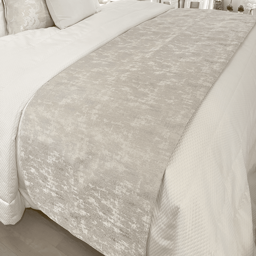 Tiana Cream & Gold Abstract Print Bed Runner Textiles 