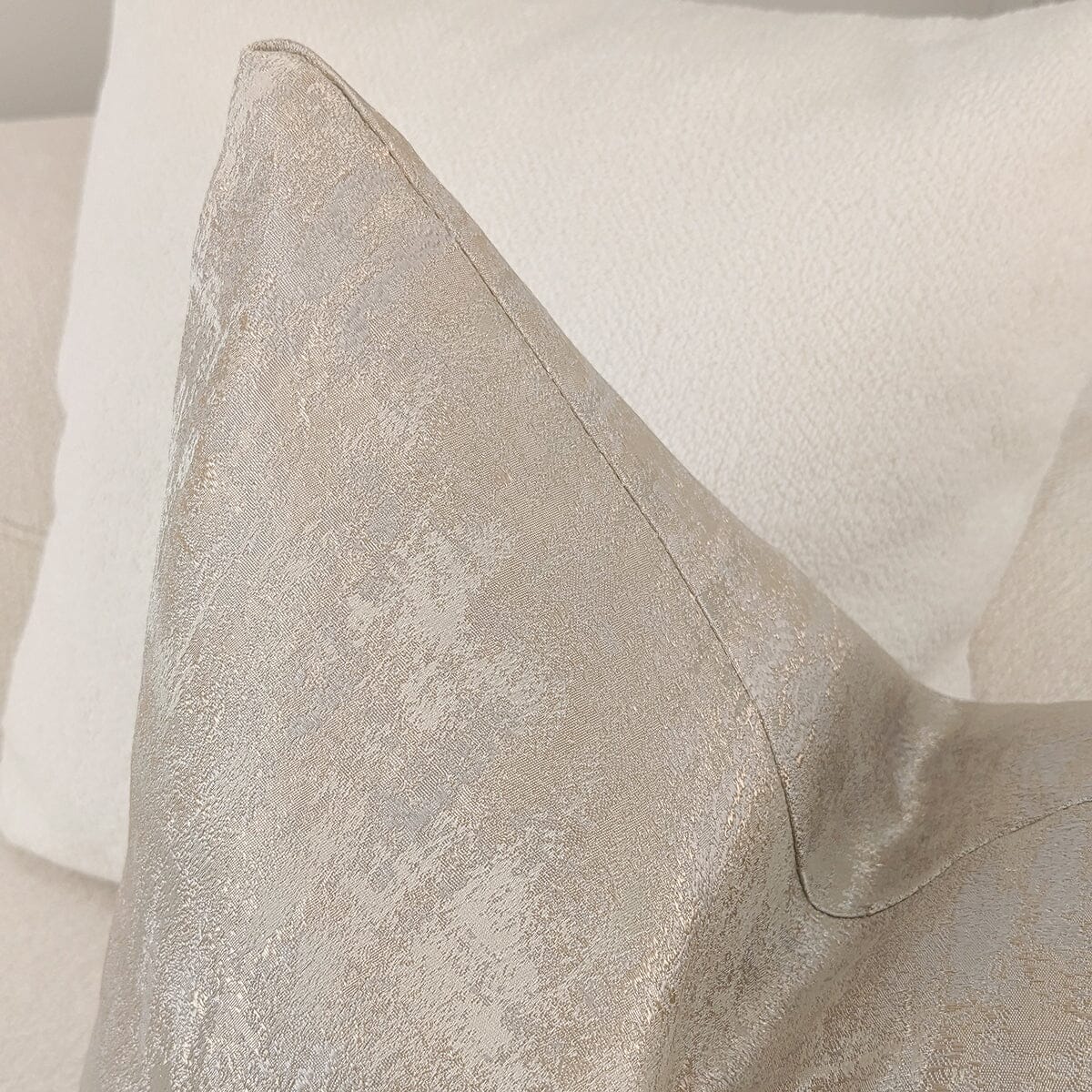 Tiana Cream & Gold Abstract Print Feather Filled Cushion - 50x50cm Textiles 