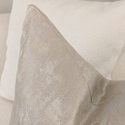Tiana Cream & Gold Abstract Print Feather Filled Cushion - 50x50cm Textiles 