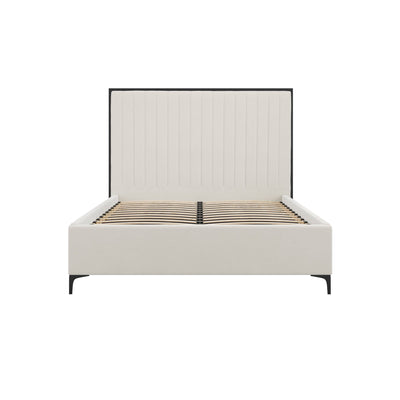 Tiffany Cream Velvet Bed With Black Frame Beds and Headboards 