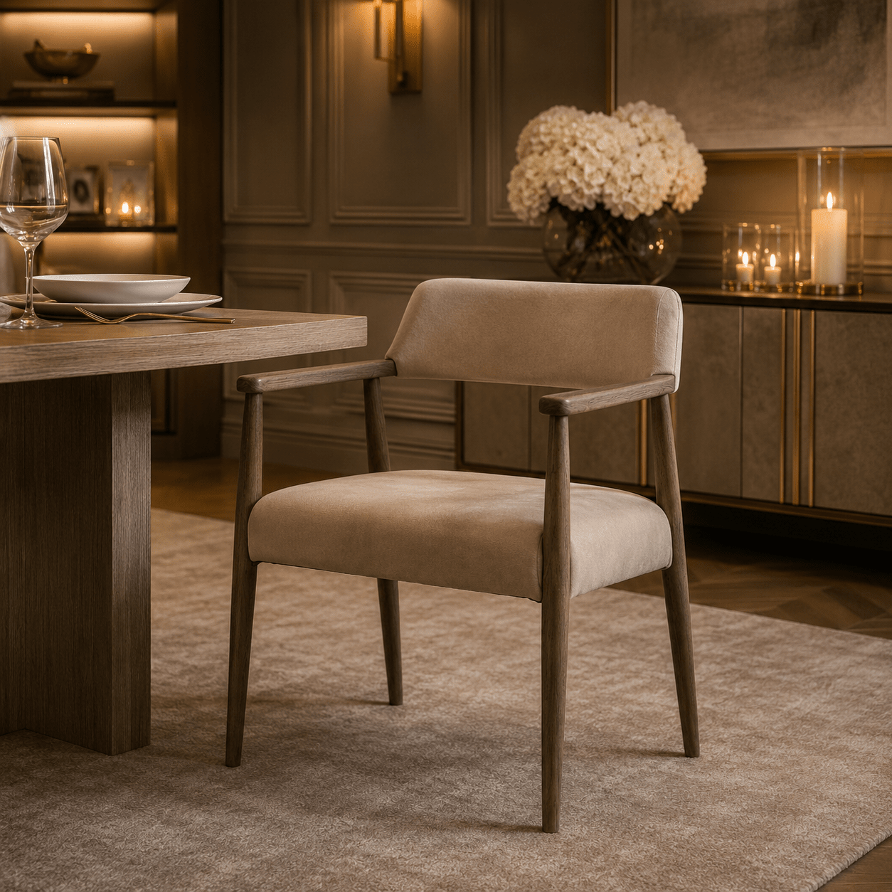 Tigur Taupe Italian Leather Dining Chair Furniture 