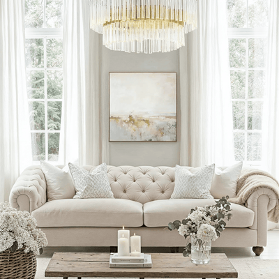 Tilda Oatmeal Chesterfield 4 Seater Sofa Sofa 