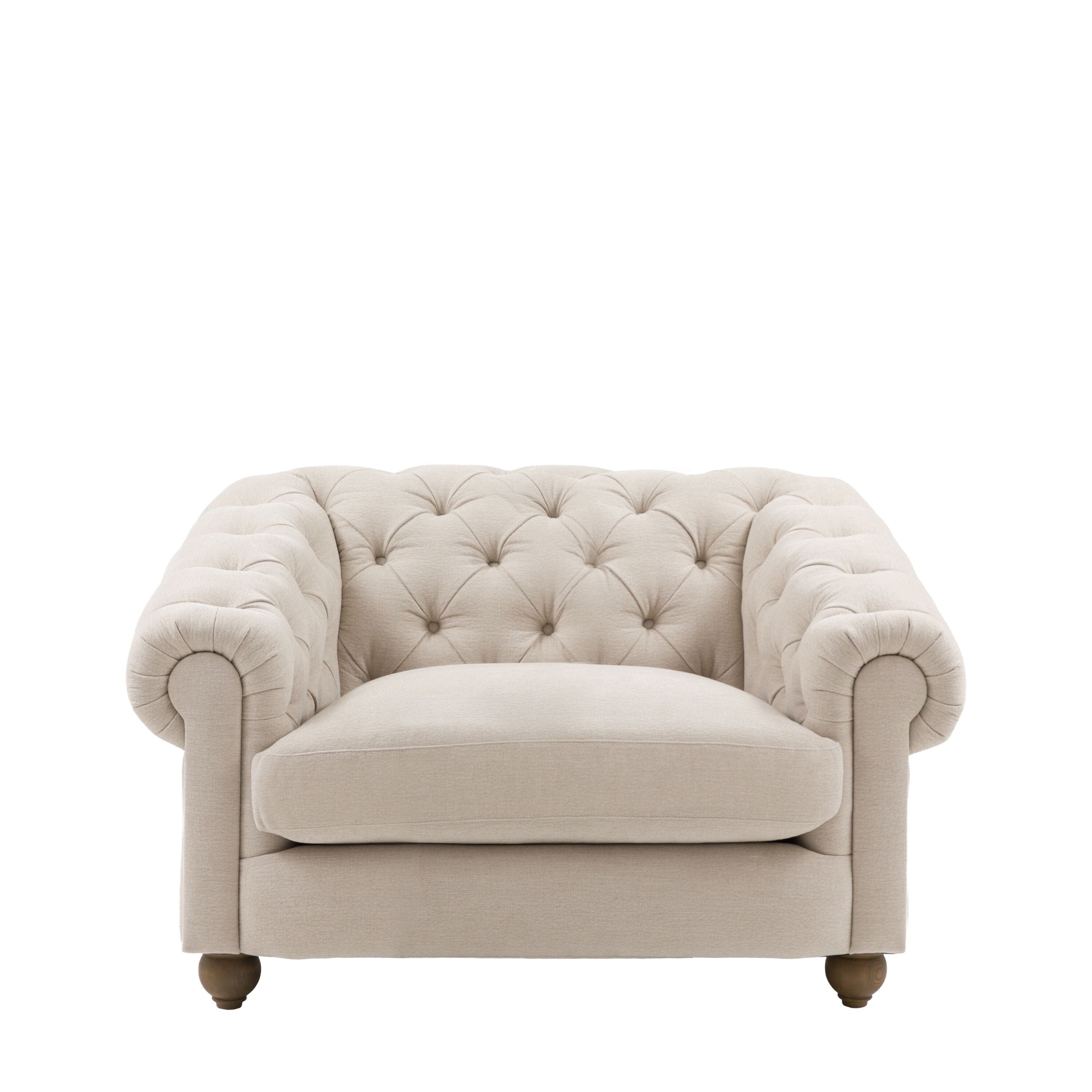 Tilda Oatmeal Chesterfield Armchair Sofa 