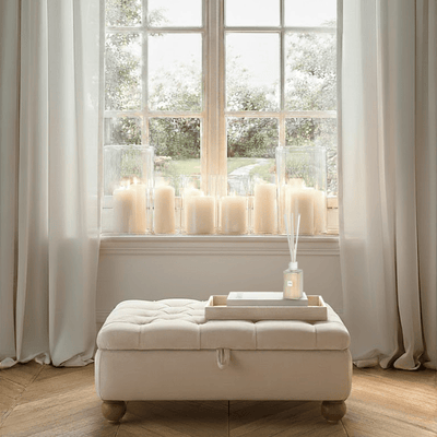 Tilda Oatmeal Chesterfield Storage Footstool Sofa 