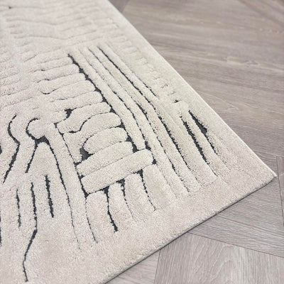 Toronto Cream & Black Abstract Patterned Rug Textiles 