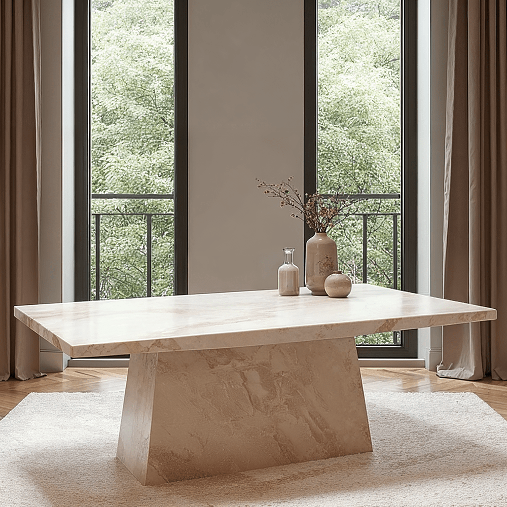 Travara Taupe & Cream Marble Coffee Table Furniture 