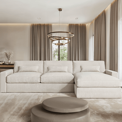 Tribeca Ash Greige Large Right Hand Facing Chaise End Sofa MTO Sofa 