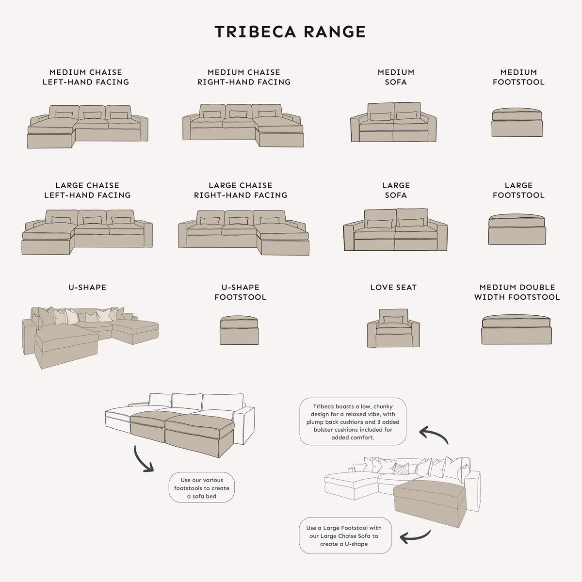 Tribeca Ash Greige Large U Shape Sofa Sofa 