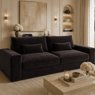 Tribeca Chocolate Brown Velvet 3 Seater Sofa Sofa 