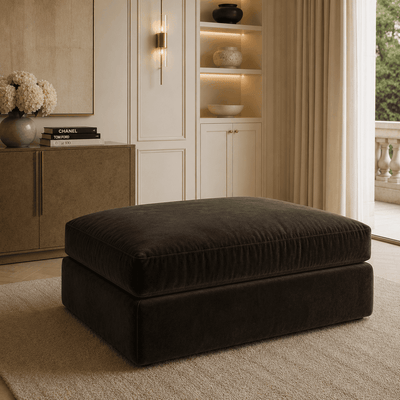 Tribeca Chocolate Brown Velvet Large Footstool Sofa 