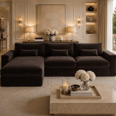 Tribeca Chocolate Brown Velvet Large Left Hand Facing Chaise End Sofa Sofa 