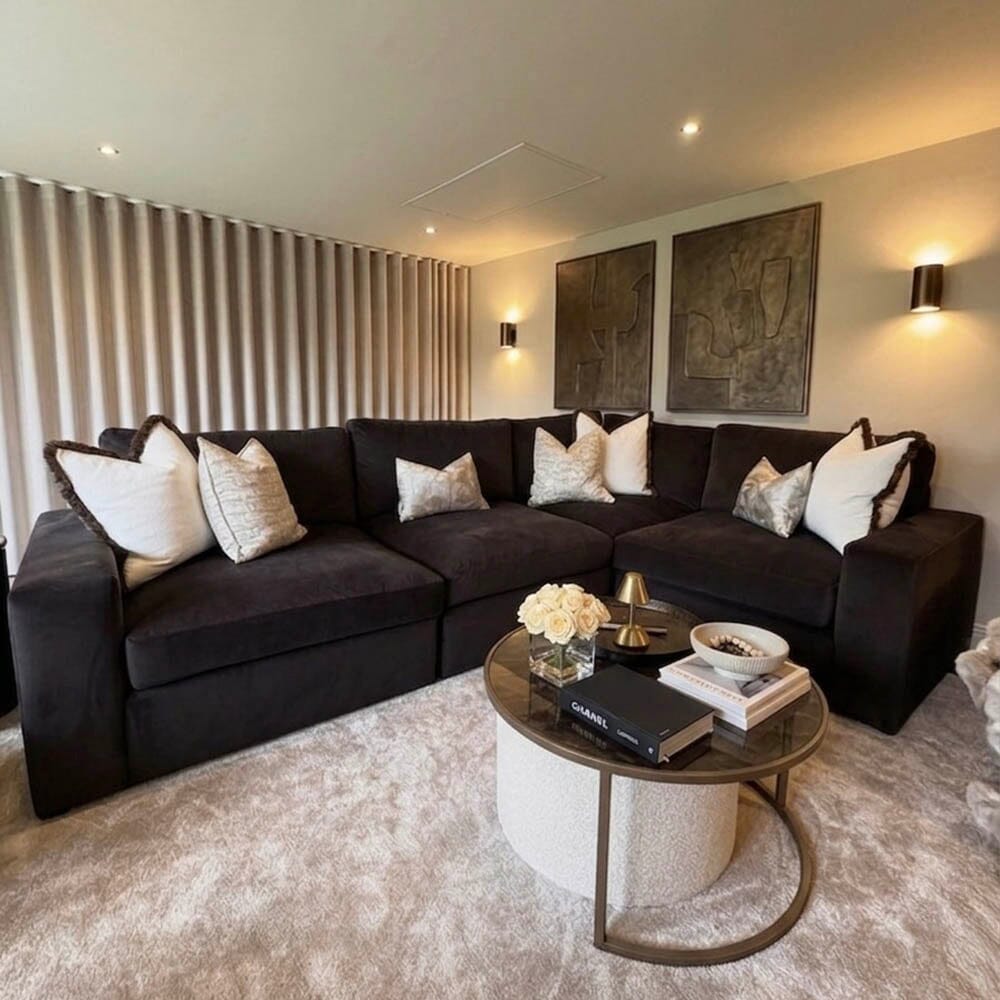 Tribeca Chocolate Brown Velvet Large Right Hand Facing Corner Sofa Other 