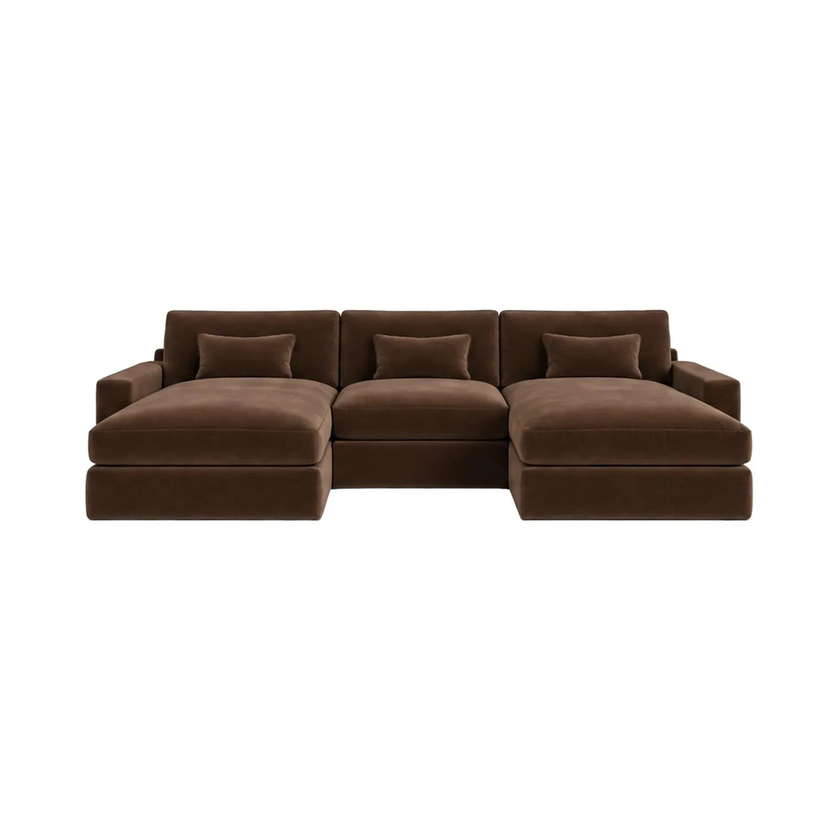 Tribeca Chocolate Brown Velvet Large U Shape Sofa Sofa 