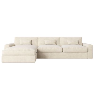 Tribeca Cream Velvet Large Left Hand Facing Chaise End Sofa Sofa 