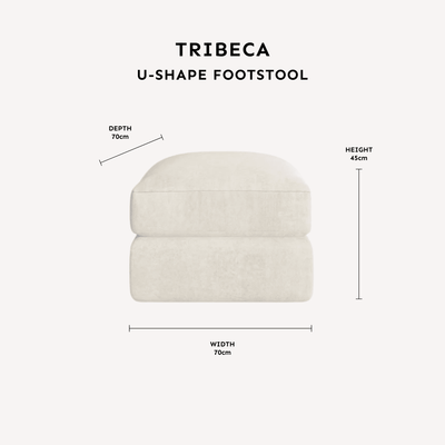 Tribeca Cream Velvet Large U Shape Footstool Sofa 