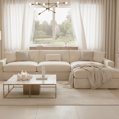 Tribeca Cream Velvet Medium Left Hand Facing Chaise End Sofa Sofa 