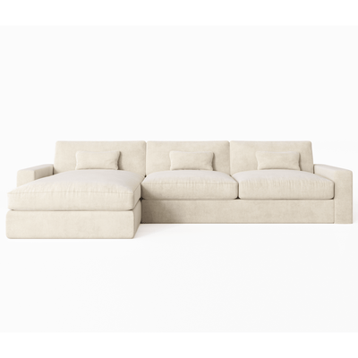 Tribeca Cream Velvet Sofa Range Sofa Large Chaise End Sofa - Left Hand Facing 