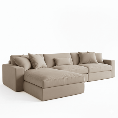 Tribeca Mink Velvet Large Left Hand Facing Chaise End Sofa Sofa 
