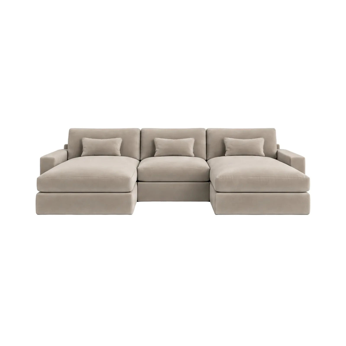 Tribeca Mink Velvet Large U Shape Sofa Sofa 
