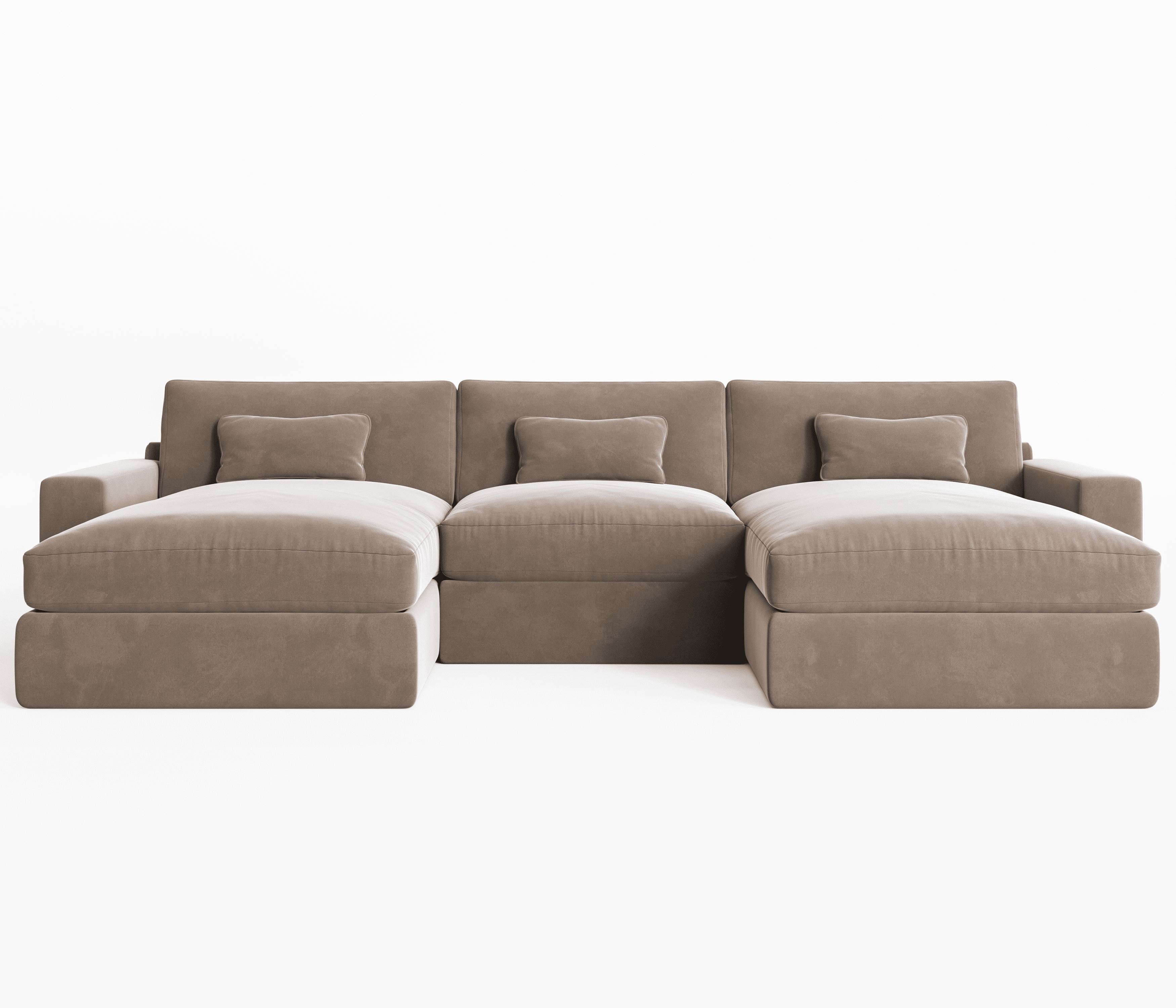 Tribeca Mink Velvet Large U Shape Sofa Sofa 