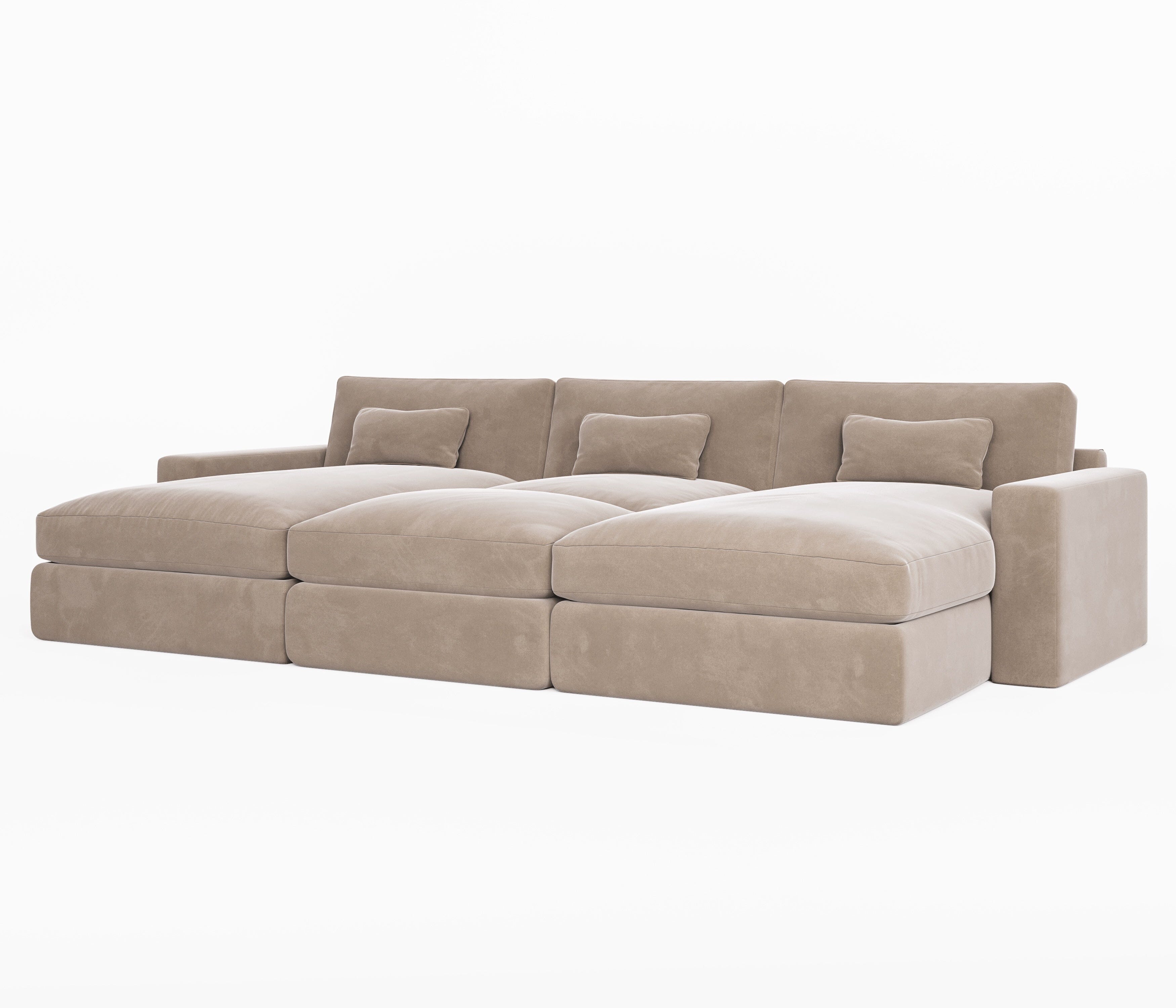 Tribeca Mink Velvet Large U Shape Sofa with Footstool Sofa 