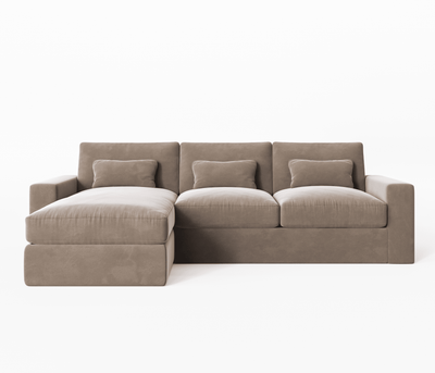 Tribeca Mink Velvet Medium Left Hand Facing Chaise End Sofa Sofa 