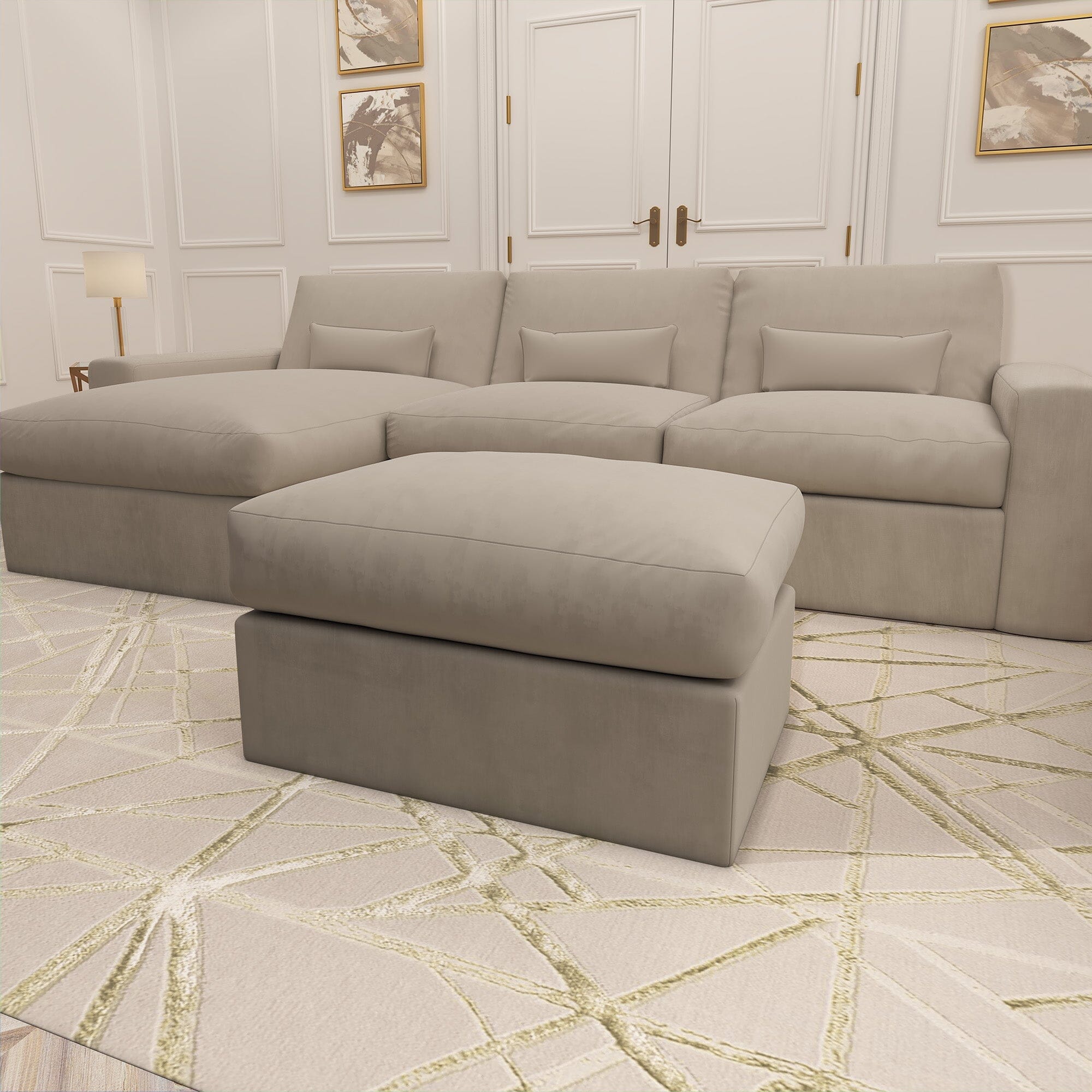 Tribeca Mink Velvet Sofa Range Large Footstool 
