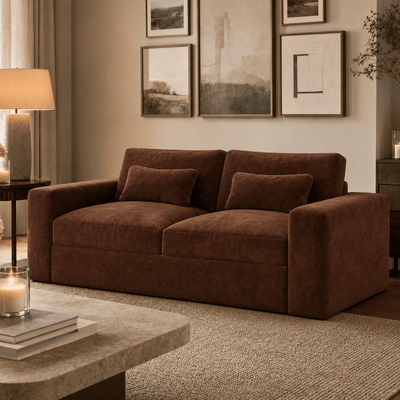 Tribeca Rust Velvet 2 Seater Sofa Sofa 