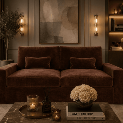 Tribeca Rust Velvet 3 Seater Sofa Sofa 