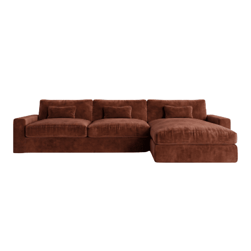 Tribeca Rust Velvet Large Right Hand Facing Chaise End Sofa Sofa 