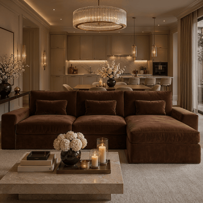 Tribeca Rust Velvet Medium Right Hand Facing Chaise End Sofa Sofa 